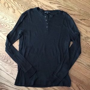 John Varvatos black LS Henley jersey shirt black